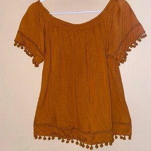 Off The Shoulder Pom Pom Top